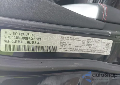 2023 Dodge Durango Gt Awd z USA, uszkodzony, nr VIN 1C4RDJDG9PC687724